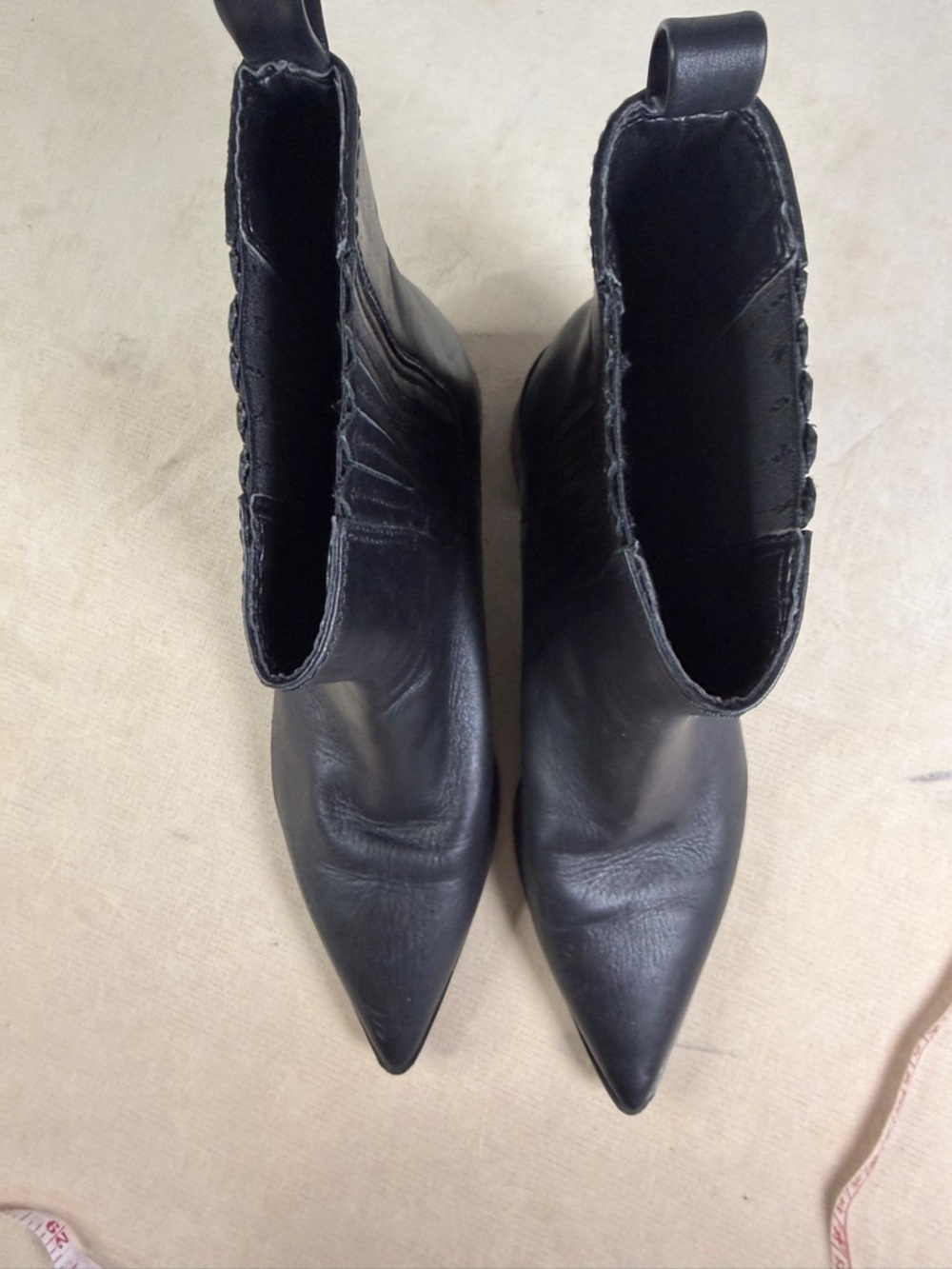 Zara Black Ankle Boots Pointed Toe Block Heel Chelsea Style Size 38 - Picture 4 of 15